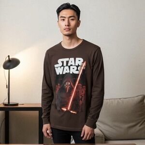 STAR WARS (M) Darth Vader Stormtroopers Graphic Shirt Official Merch Brown